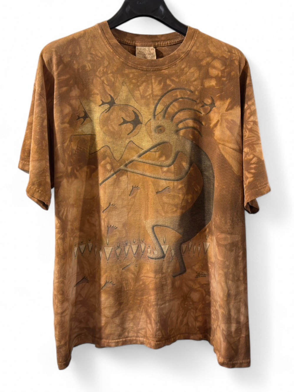 Vintage Y2K Southwestern Kokopelli Brown Tie-Dye Graphic T-shirt Size Men’s XL